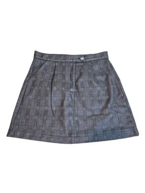 EUC SHEIN High Waist Tweed Pleated Front Detail Buttons A-line Mini Skirt, Small
